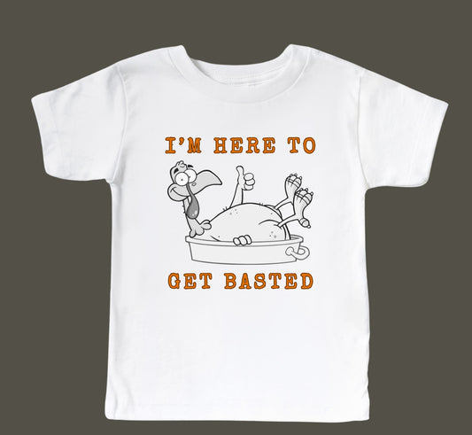 Here To Get Basted - White - Youth Tee